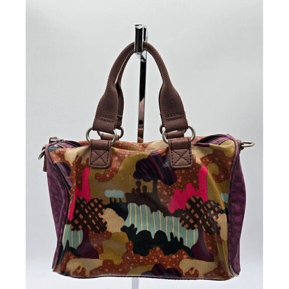 Fossil Printed Canvas & Leather Satchel With Keychain - Picture 3 of 10